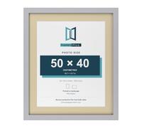 Poster Frames Eton Wood Perfect For Wall Gallery, Living Room & For Wall Shatterproof Styrene, Silver Frame Ivory Mount, 50x60cm Pic Size 40x50cm