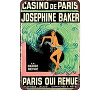 Poster France - Josephine Baker - Casino De Paris Qui Remue Home Bar Restaurant Garage Garden Wall Decor New Funny Vintage Metal Sign Poster 8X12 Inches