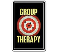 Poster Group Therapy Novelty Sign Gift Shooting Range Gun Gag Funny Hobby Wall Decor Poster Metal Sign 8X12 Inches