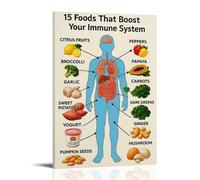 Poster Guide to 15 Foods That Boost Your Immune System Poster Vintage Art, Wall Canvas, Decoration Aesthetic, Living Room, Kids Room Dormitory, Cafe, Bathroom, Suitable for Bedroom, Gym, Cool Classic