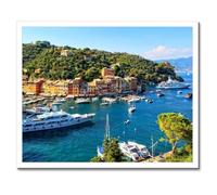 Poster in black frame Wall Art Decor 50x40cm Beautiful yachts in Liguria Italy No. H10745Z_RBPL1R