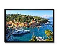 Poster in white frame Wall Art Decor 60x40cm Beautiful yachts in Liguria Italy No. H10745M_RAPL1E
