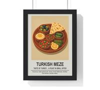 Poster Kingz Turkish Meze Kitchen Wall Art - World Food Poster A3 Framed Kitchen Wall Art Print