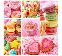 Poster - Kitchen 07 - Pink candy colored sweet sweet cake sugar Collage Walldecoration Print Photography Photo Art Artwork (20.0 cm x 20.0 cm)