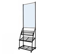 Poster Magazine Display Rack, Floor Standing Brochure Stand, Iron Material with Universal Wheels, Ideal for Exhibition Halls, Libraries, Waiting Rooms, Shopping Malls