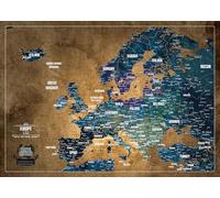 Poster - Map of Europe Color, 600 Largest European Cities, Fits Standard Frames (Color gold)
