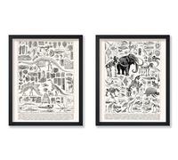 Poster Master 2-Piece Vintage Paleontology Poster - Retro Extinct Animals Print - Science Art - Fossil Art - Gift for Student & Teacher - Decor for Classroom, Dorm or Library - 8x10 UNFRAMED Wall Art