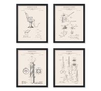 Poster Master 4-Piece Shearing Clipper Blueprint Poster - Barber's Chair Patent Print - Pole Art - Scissors Illustration - Technical Drawing - Great Barber Shop Decor - 8x10 UNFRAMED
