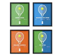 Poster Master 4-Piece Sports Poster - Tennis Print - Racket Art - Grand Slam & US Open Art - Office or Gym Wall Decor - Unframed 11x14