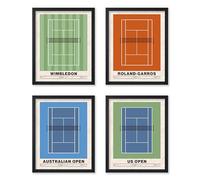 Poster Master 4-Piece Sports Poster - Tennis Print - Tennis Court Wall Art - Grand Slam & US Open Art - Gym or Office Decor - 11x14 UNFRAMED
