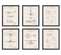 Poster Master 6-Piece Vintage Aviation Blueprint Print - Airplane Patent Poster - Aircraft Art - Technical Drawing Wall Design - Great Office or Living Room Decor - 8x10 UNFRAMED Wall Art