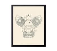 Poster Master Blueprint Poster - Retro Patent Print - Moto Guzzi Engine, Italian Motorcycle, Technical Drawing - 8x10 UNFRAMED Wall Art - Gift for Mechanic, Friend - Wall Decor for Home, Classroom