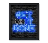 Poster Master Get Done Poster - Get It Done Print - Neon Art - Trendy Art - Motivational Art - Gift for Men & Women - Inspiring Decor for Bedroom, Living Room or Office - 8x10 UNFRAMED Wall Art
