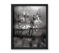 Poster Master Hello Beautiful Poster - Message on a Window Print - Photography Art - Black & White Art - Positive Quotes Art - Motivational Art - Bedroom or Living Room Decor - 8x10 UNFRAMED Wall Art