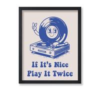 Poster Master If It's Nice Play It Twice Poster - Retro Record Player Print - Turntable Art - Music Art - Blue Preppy Art - Trendy Art - Living Room or Music Room Wall Decor - 8x10 UNFRAMED Wall Art