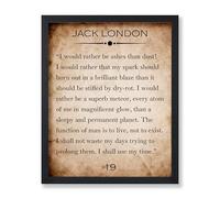 Poster Master Jack London Poster - I Would Rather Be Ashes Print - Life Quote Art - Adventure Quote Art - Gift for Men, Women - Motivational Decor for Bedroom, Living Room - 11x14 UNFRAMED Wall Art