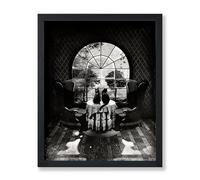 Poster Master Skull Illusion Print - Cat Poster - Black & White Art - Halloween Wall Design - Gift for Him, Her, Animal Lover - Gothic Decor for Bedroom, Living Room - 8x10 UNFRAMED Wall Art