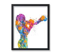 Poster Master Sports Poster - Boxing Print - Fitness Art - Girl Boxer Art - Silhouette Art - Watercolor Art - Abstract Art - Colorful Art - Great Gym or Bedroom Wall Decor - 8x10 UNFRAMED Wall Art