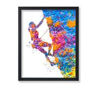 Poster Master Sports Poster - Climbing Print - Fitness Art - Rock Climbing Art - Silhouette Art - Watercolor Art - Abstract Art - Mountain Climbing Art - Living Room Decor - 8x10 UNFRAMED Wall Art
