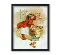 Poster Master Vintage A Busy Day Poster - Retro Child Washing Toys Print - Laundry Art - Gift for Boys, Girls & Parents - Wall Decor for Bedroom, Kid's Room or Laundry Room - 8x10 UNFRAMED Wall Art