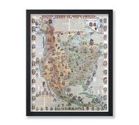 Poster Master Vintage Map Poster - Retro Native Tribes Print - Native American Art - Gift for Him, Her, Travel Lover - Perfect Decor for Bedroom, Living Room, Office, Library - 8x10 UNFRAMED Wall Art