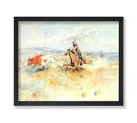 Poster Master Vintage Old Montana Painting Poster - Retro Cowboy Print - Western Art - Wild West Art - Gift for Him & Her - Landscape Decor for Bedroom, Living Room or Office - 8x10 UNFRAMED Wall Art