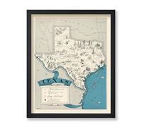 Poster Master Vintage Texas Map Print - Retro State Map Art - Gift for Teacher, Student, Travel Lover, Texan - Wall Decoration for Classroom, Office, Dorm - 11x14 UNFRAMED Wall Art