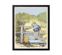 Poster Master Vintage Winnie Pooh and Christopher Poster - Playing Pooh Sticks Print - Story Book Art - Children Art - Watercolor Art - Aesthetic Kid's Room or Nursery Decor - 8x10 UNFRAMED Wall Art