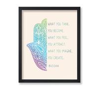 Poster Master You Become What You Think Poster - Buddha Print - Motivational Art - Encouraging Quotes Art - Gift for Men & Women - Inspiring Decor for Living Room or Bedroom - 8x10 UNFRAMED Wall Art