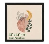 Poster Mount 40x40 cm Square - Black MDF Wood Art Frame - Shatter-Proof Acrylic Sheet, Ideal for Family Photos - Versatile Wall Display Hardware - Home & Office Decor