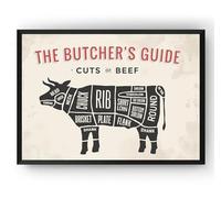 Poster of a Meat Cut Poster,Pork Pig Beef Cow Lamb Chicken, Meat Cuts Chart, Diagram Print(15) (A2 23.38 x 16.53 in)