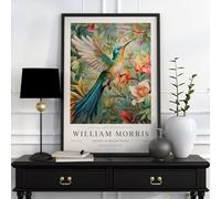 Poster of a William Morris Print Hummingbird, William Morris Exhibition Print Hummingbird, William Morris Poster, Vintage Wall Art, Textiles Art, Hummingbird Print (2) (A4 8.27 x 11.69 inch)