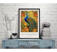 Poster of a William Morris Print, Peacock William Morris Exhibition Print, Gold William Morris Poster, Vintage Wall Art, Textiles Art, Vintage Poster (5) (A3 11.7x 16.5 in)