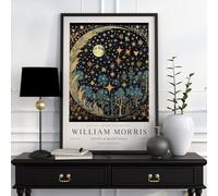 Poster of a William Morris Print, William Morris Exhibition Print, William Morris Poster, Vintage Wall Art, Textiles Art, Vintage Poster, Stars & Moon Toad Art (1) (A4 8.27 x 11.69 inch)
