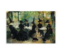 Poster of The Witch's Cafe, An Art Home Decoration on The Wall Featuring A Halloween Witch And A Black Cat