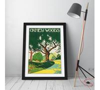 Poster, Oxhey Woods, London Underground Stunning Framed Wall Art Print Picture - A4 - Black Frame