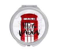Poster Phone Booth in Red Color Take Me to London Folding Make Up Mirror, Compact 2X/1X Magnification Mirror, Women Portable Travel Makeup Mirror 2.4 x 2.4 inch