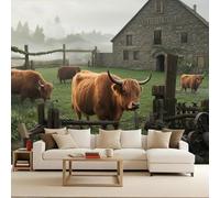 Poster Picture Photo Wallpaper Farm Cow, Mural Wallpaper Non-Woven Farm Cow 450x315cm Natural Animals Wall Mural Decoration Modern Photomurals Living Room Bedroom Kids Room Background Easy to Install