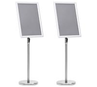 Poster Stand Silver Aluminium Height Adjustable 45x32.7x108cm 2pc Indoor/Outdoor