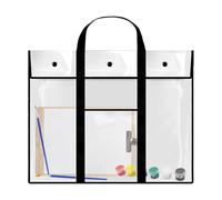 Poster Storage Bag - Clear Art Carrier, Waterproof Document Bag | Poster Holder with Pocket, Organiser with Handle Equipped for Studio Drawing, Classroom Board, black, see description, See