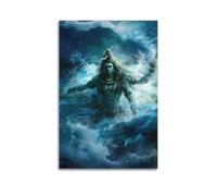Poster Unframe Canvas Wall Art Prints for Home Decor - Hinduism Poster Dynamic Shiva Emerging from The Ocean Waves, Exuding Strength And Majesty 16x24inch(40x60cm) Picture Unframe Artwork
