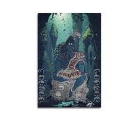 Poster Unframe Canvas Wall Art Prints for Home Decor - Hinduism Poster Mysterious Shiva Seated Among Skulls And Trident, in A Dark And Enigmatic Underworld Like Setting 16x24inch(40x60cm) Picture Unfr