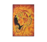 Poster Unframe Canvas Wall Art Prints for Kitchen Decor - Hinduism Poster Warm Toned Profile of Shiva, with Serpent And Trident, Surrounded by A Fiery Aura 20x30inch(50x75cm) Picture Unframe Artwork