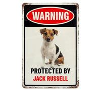 Poster Wall Art Warning Protected By Jack Russell Vintage Vintage Plaques Decorative Tin Sign For Beach House Summer Club 30X20Cm