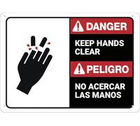Posteration Bilingual Spanish Keep Hands Clear Not Easy To Rust Metal Sign Not Easy To Deform Metal Tin Sign For Club Farmhouse Living 20X30Cm