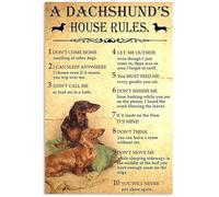 Posteration Bonoff Dachshund Rules Wear-Resistant And Durable Metal Tin Sign Funny Iron Poster Painting For Kitchen Office Home 20X30Cm