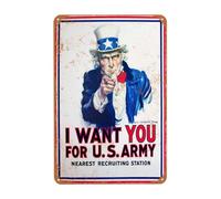 Posteration I Want You For U.S. Army Uncle Sam Rusty Traces Decor Metal Sign Not Easy To Deform Iron Poster Painting For Patio Kitchen Office 20X30Cm
