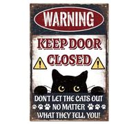 Posteration "Keep Closed Don'T Let The Cats Out No Matter What They Tell You" Black Cat Fixings Included Iron Poster Painting Not Easy To Rust Iron Signs For Bar Room Living 20X30Cm