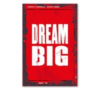 Postereck - 0886 - Vintage Slogan: Dream Big Motivation Red Poster - Wall Art, Lettering Print, Inspirational Quote - ISO A - 8.3 x 11.7 in