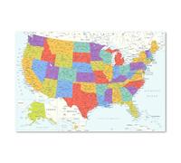 Postereck - 4085 - USA Map: States, Cities & Water Bodies - Educational Wall Art Print, Classroom Decor - 3:2-36 x 24 in